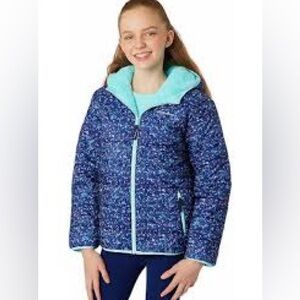 Eddie Bauer Girls Reversible Fleece Puffer Winter Coat Ski Jacket Size M (10/12)